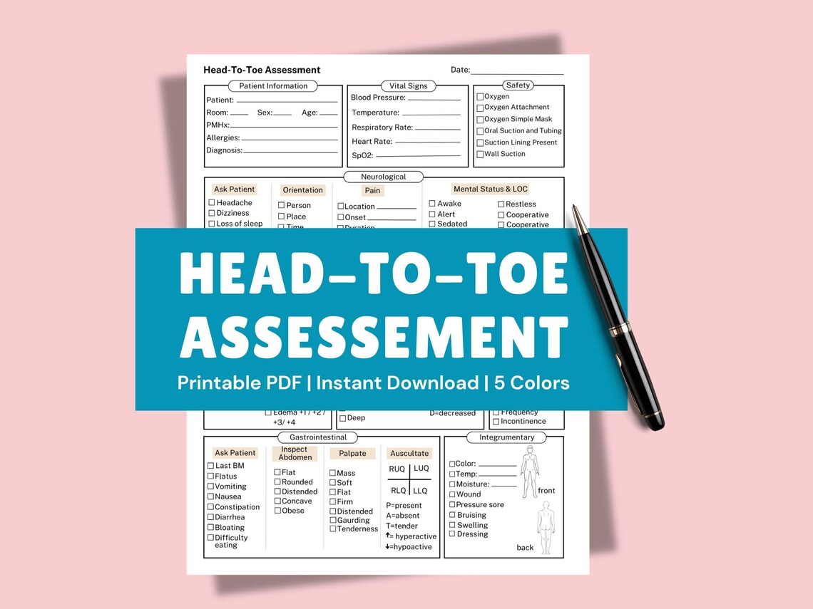 Head to Toe Assessment Template Patient Assessment Nursing Student