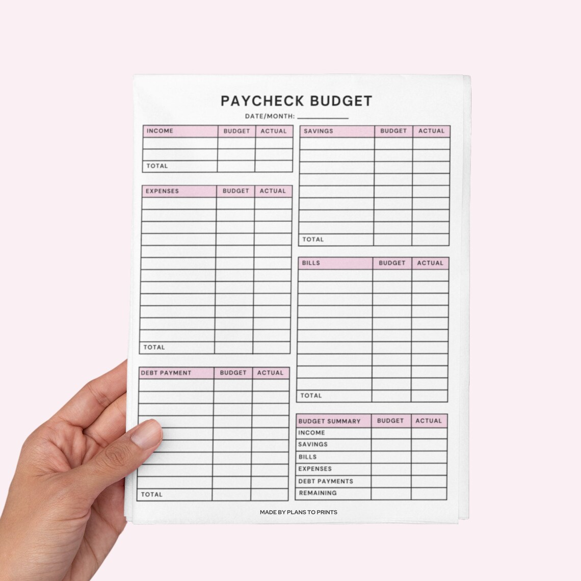 Paycheck Budget Bill Tracker Printable Planner, Budget Template Finance Planner, Paycheck Budget ...
