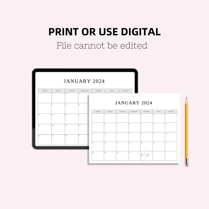 2025 Calendar Printable Digital Calendar, Monthly Content Calander