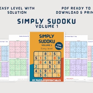 1100 Easy Level Sudoku Puzzles Printable | Daily Sudoku Challenge PDF | Brain Game | Large Print Puzzle Book with Solutions