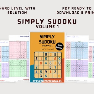 1100 Hard Level Sudoku Puzzles Printable | Daily Sudoku Challenge PDF | Brain Game | Large Print Puzzle Book with Solutions