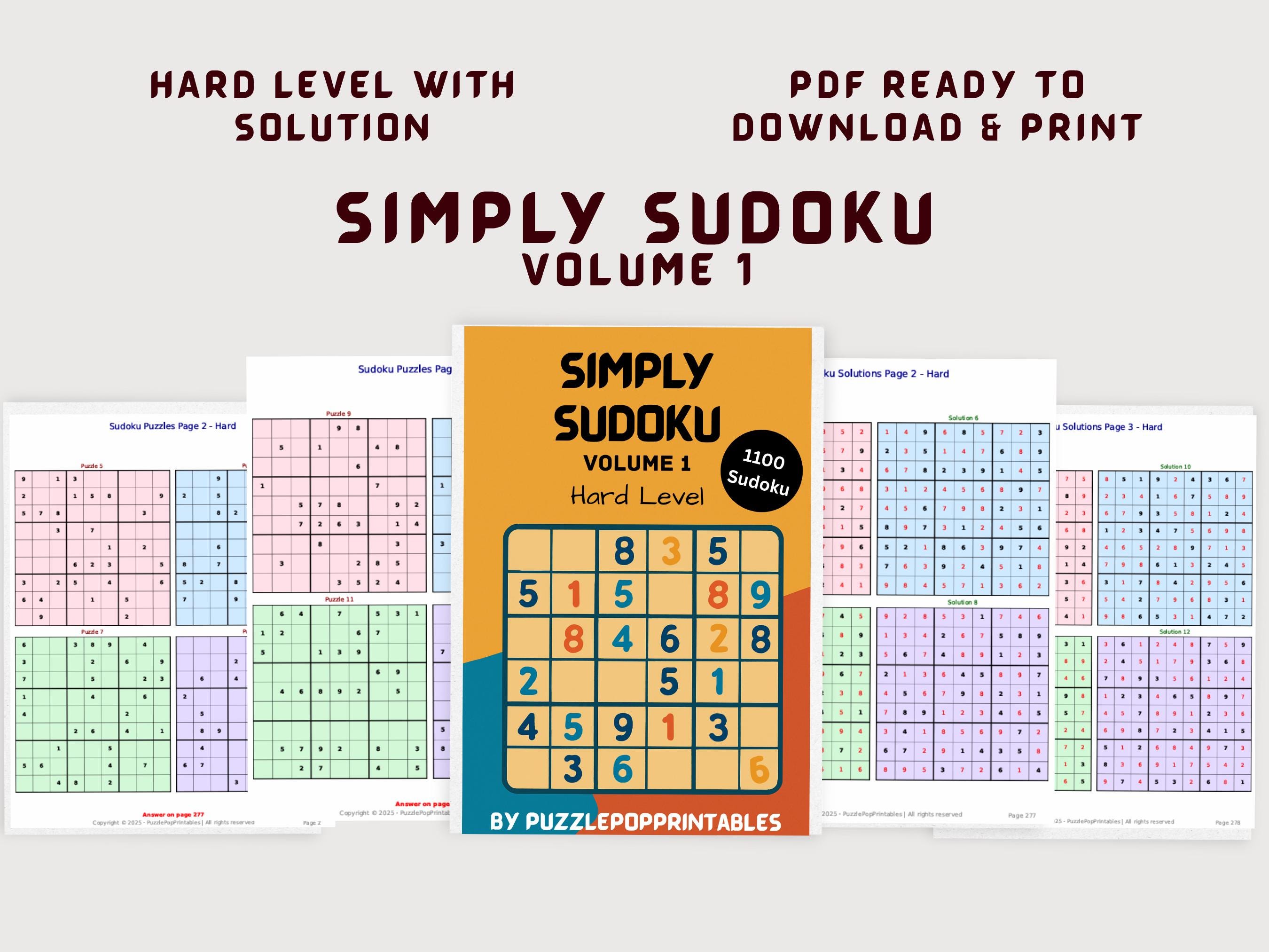 1100 Hard Level Sudoku Puzzles Printable | Daily Sudoku Challenge PDF