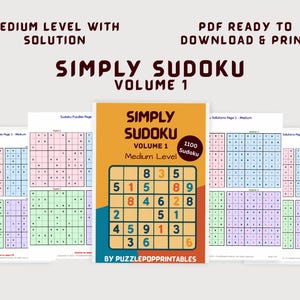 1100 Medium Level Sudoku Puzzles Printable | Daily Sudoku Challenge PDF | Brain Game | Large Print Puzzle Book with Solutions