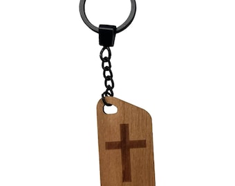 Wooden Cross Keychain • 1000 Bible Verses, Christian Gift