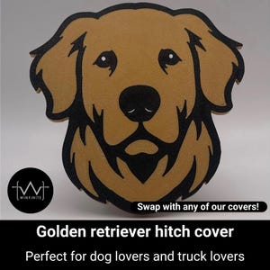 Golden Retriever dog head hitch cover | perfect gift for truck lovers and dog lovers alike.Detach head prior to car wash