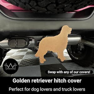 Golden Retriever 2&quot; Tow Hitch Receiver Cap | 2D silhouette design | Great Gift for Dog Lovers and Car Lovers