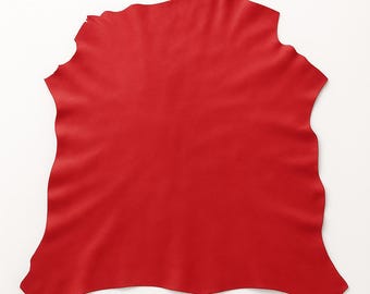 Red Italian Genuine Goat Lining Leather – Soft Thin Leathercraft Material - Made in Italy