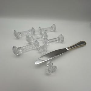 Barbell Shaped Crystal Knife Rests - Set of 6 - VTG