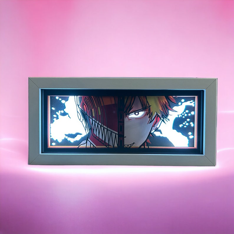 Anime Led Night Light Box, Chainsaw Man Denji Lightbox for Bedroom