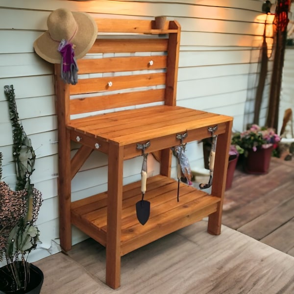 Simple Garden Potting Bench Plan, Easy Cheap Planter Bench, Garden Storage, Wood Bench Plans, Garden Outdoor Furniture PDF Download