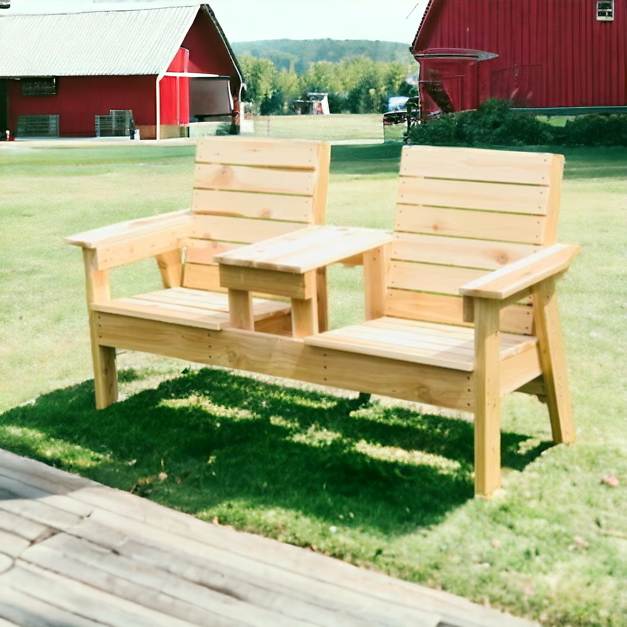 Double Bench With Table Build Plans Outdoor Chair-backyard Table Double ...