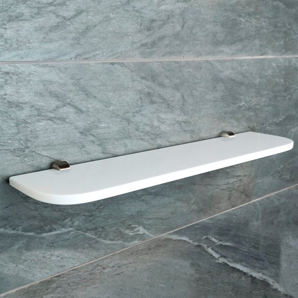 Rounded white stone shelf, polished, ideal for bathroom, kitchen, outdoor usage