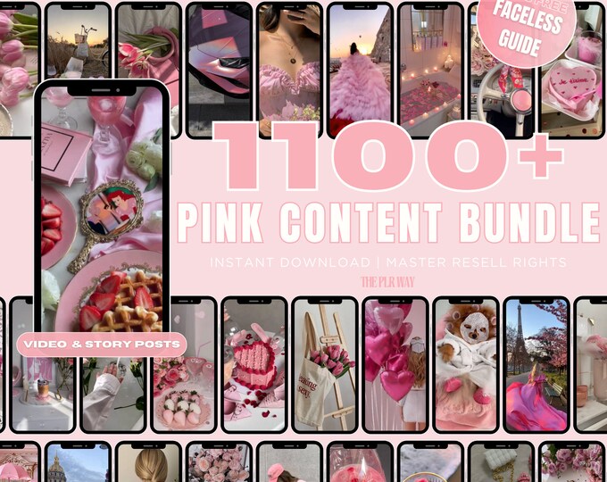 1100+ Pink Aesthetic Faceless Reels Bundle + Story Photos With PLR ...