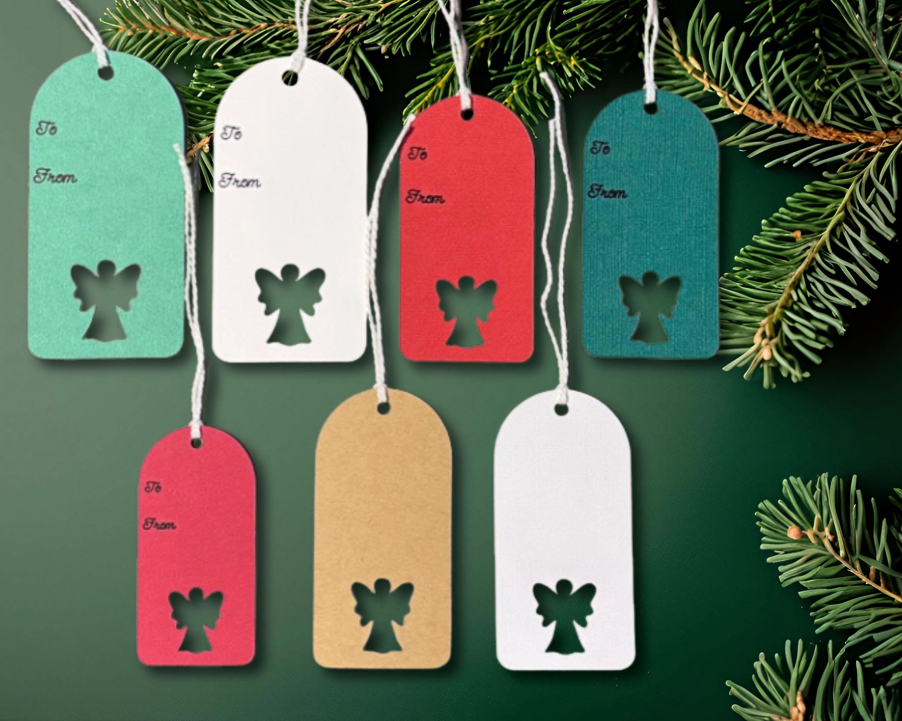 Angel Christmas Gift Tags: Cardstock Holiday Labels (set of 12/24) - Etsy