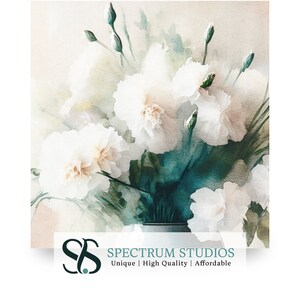 Oeillet blanc décoration florale à l'aquarelle en téléchargement numérique
