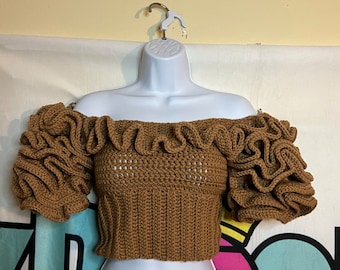 Crochet ruffle crop top