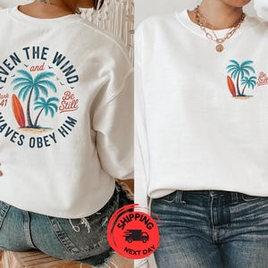 Christian Bible Verse Sweatshirt, Unisex Sweat, Teen Baptism Gift Ocean Inspired Style, Beachy Backprint Sweatshirt, Trendy Oversized Sweat