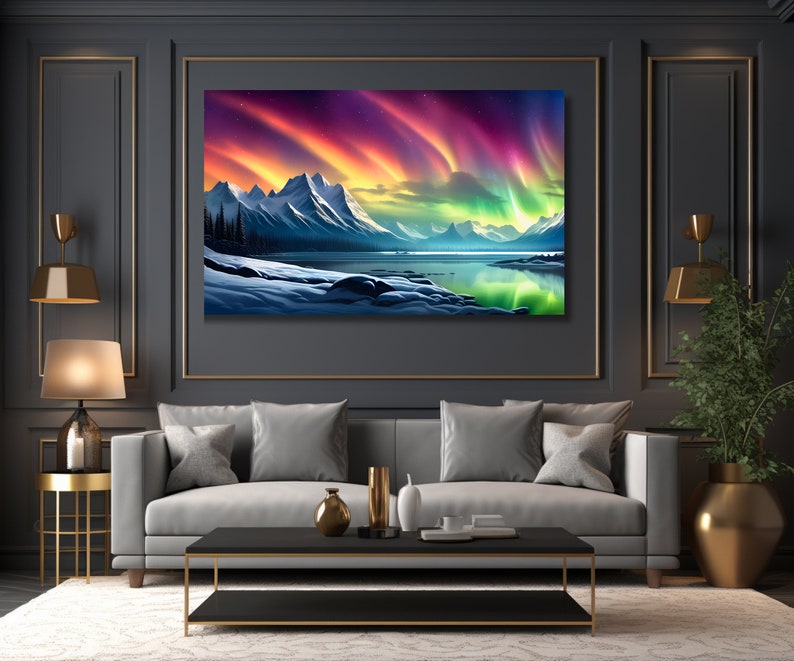 Aurora Borealis Wall Art, Northern Lights Canvas, Scenic Wall Art