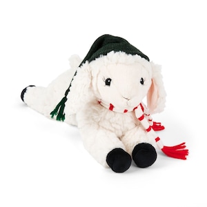 Lamb plushie with red hat
and scarf
