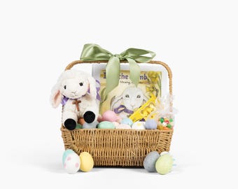 Christian Easter Basket Gift | Plush Lamb & True Meaning of Easter Book