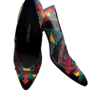 Vintage Andrea Pfister Multicolor Patchwork leather Women's Pumps
