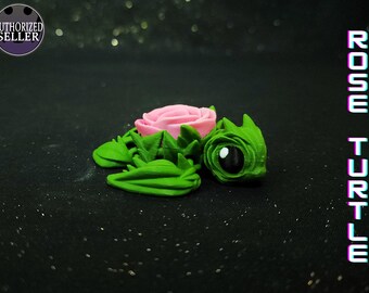 Multicolored 3D Printed Rose Turtle - Flexible Fidget Toy - Cinderwing 3D