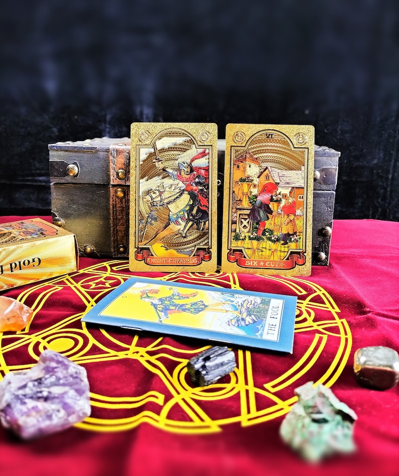 Gold Tarot Deck, Tarot Cards Deck With Guidebook, Oracle Cards, Gold Foil Tarot Deck Gift