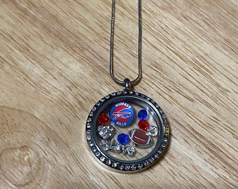 Bills football inspired floating charm locket necklace