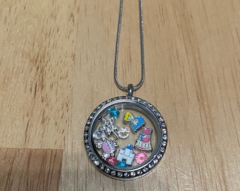 Cinderella inspired floating charm locket necklace