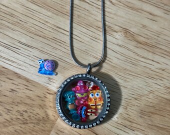 SpongeBob inspired floating charm locket necklace