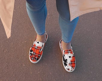 Flannel Cow Print Women’s slip-on canvas shoes