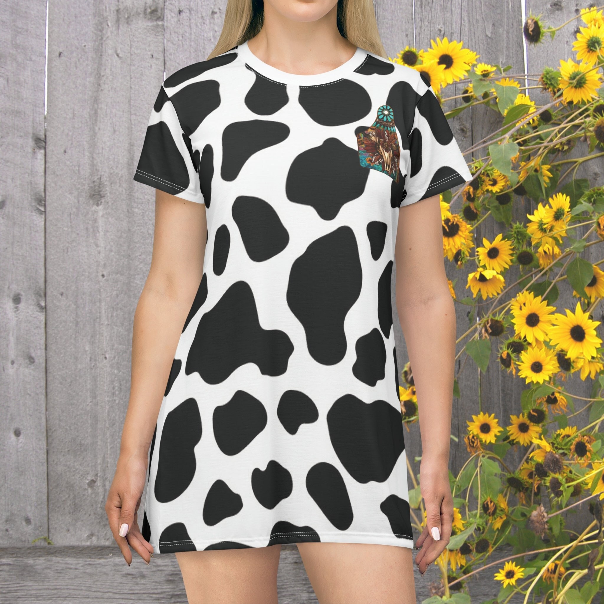 cow print t shirt dress Amazon.com: WDIRARA Women's 2 Piece Outfit Cow Print Fleece Fuzzy V Neck  Fluffy Bodycon Mini Dress with Crewneck Long Sleeve Tee Set Black and White  XXS : Clothing, Shoes & Jewelry