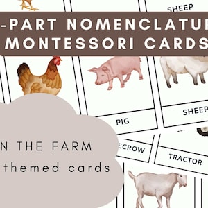 On the Farm 3-Part Montessori Nomenclature Cards