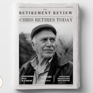 Editable Retirement Newspaper Template, Unique Gift Idea For Retiree, Sentimental Retirement Keepsake Gift, Retirement Gift For Coworker