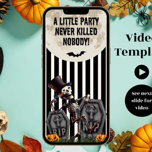 Kids Halloween Party Video Invite, Halloween Party Template with Music, Spooky Animated Invitation, Funny Dancing Skeleton Halloween Invite