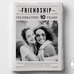 Freundschaft Zeitungs Vorlage, Einzigartiges Geburtstags Geschenk für den besten Freund, Personalisiertes Sentimental Geschenk für Freundschaft Jahrestag