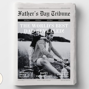 Modèle de journal pour la fête des pères, cadeau pour la fête des pères, cadeau pour papa, carte de fête des pères heureuse, meilleur journal pour papa, journal sur toile