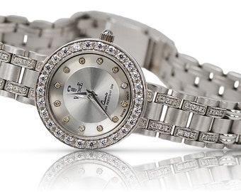 Montre de luxe pour femme en or blanc 14 carats - LW051W Or blanc 14 carats