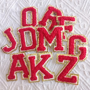 Iron on Embroidered Letters Embroidery Applique Red Letters Craft Supplies  Diy Machine Embroidery 9/16 Iron on Patches Letters Monogram 