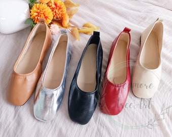 Comfortable Ballet Flats, Women Foldable Ballet Shoes, Round Toe Ballet Flats, Soft Working Ballerina, Red Black Ballet Shoes for Ladies