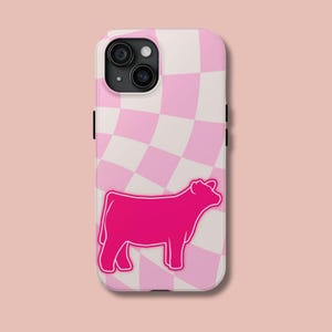 Coque de téléphone rose groovy pour bouvillon d'exposition / coque de téléphone pour bétail / coque de téléphone pour exposition de stock / bouvillon de marché / coque de téléphone génisse / coque de téléphone vache