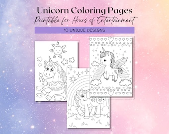 Digital Unicorn Coloring Pages | Printable Unicorn Coloring Book | Instant Download | Unicorn Birthday Activity |