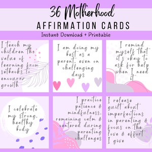 Motherhood Affirmation Printable Cards | Set of 36 | Printable Mom Affirmations | Motivational Cards | Positive Affirmations