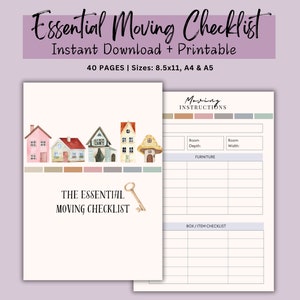 Moving Planner | Moving Checklist | Relocation Printable | Moving Announcement | Room Planner | Household PDF Printable | Moving Binder