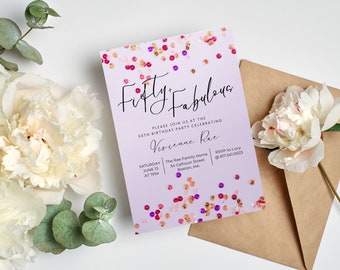 50th Birthday Invitation | 50th Birthday Party Invitation | Editable Digital Invite | Instant Download |