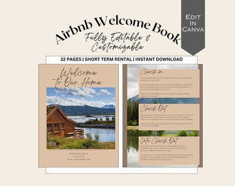 Airbnb-welkomstboeksjabloon | Modern strandhuis | Airbnb Huisgids Canva | Airbnb-gids | VRBO-gastenboek | Strand vakantiewoning