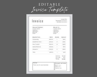 Modèle de facture d'entreprise classique | Toile modifiable (téléchargement numérique)