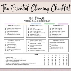 Cleaning Schedule Printable, Cleaning Checklist, Cleaning To Do List, Weekly Cleaning Planner, Monthly Cleaning, Printable & Customizable