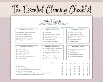Editable Cleaning Schedule, Weekly Planner, Monthly Checklist (Digital Download)