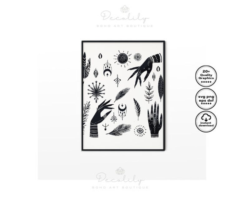 Nail Salon Decor Decal Digital Prints Wall Decor SVG Stickers, Bohemian